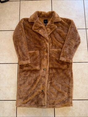 Forever 21 Brown Teddy Faux-Shearling Long Coat